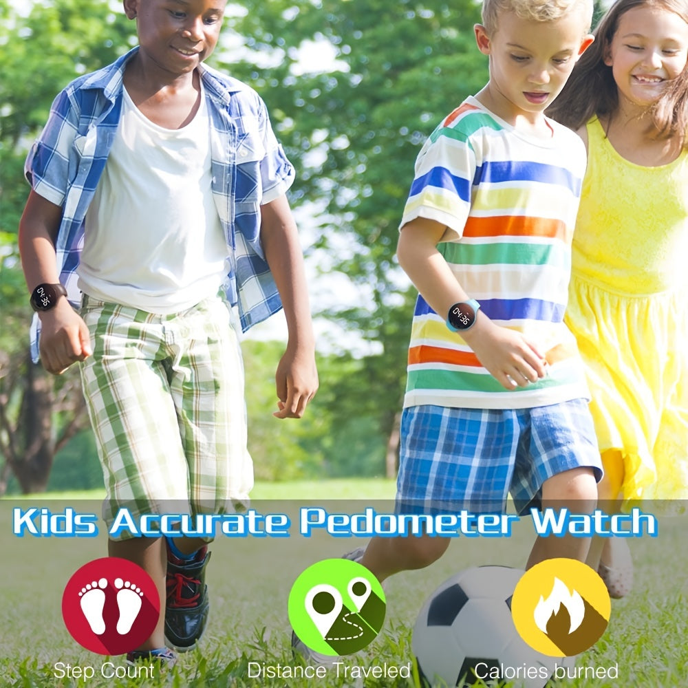 Digital LED Watch with Step Counter and Vibrating Alarm – Fitness Tracker for Children