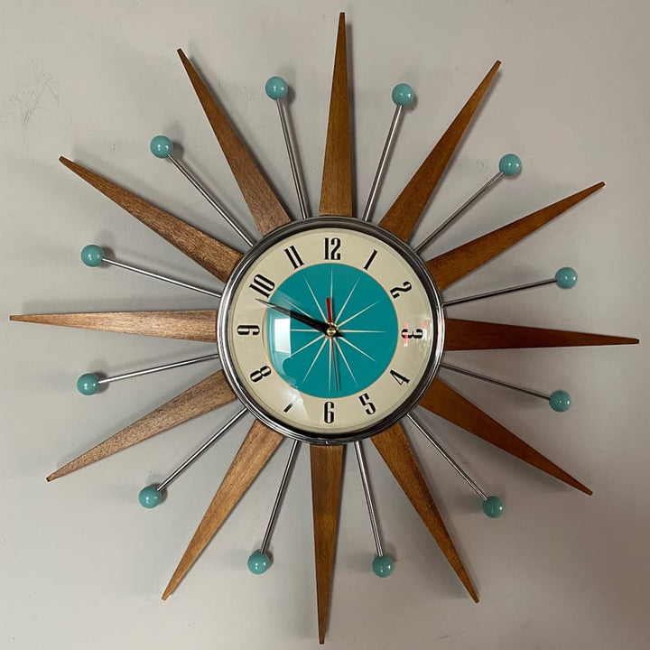 Mid-Century Handmade Wall Clock | Retro Wall Décor, Silent and Battery-Powered
