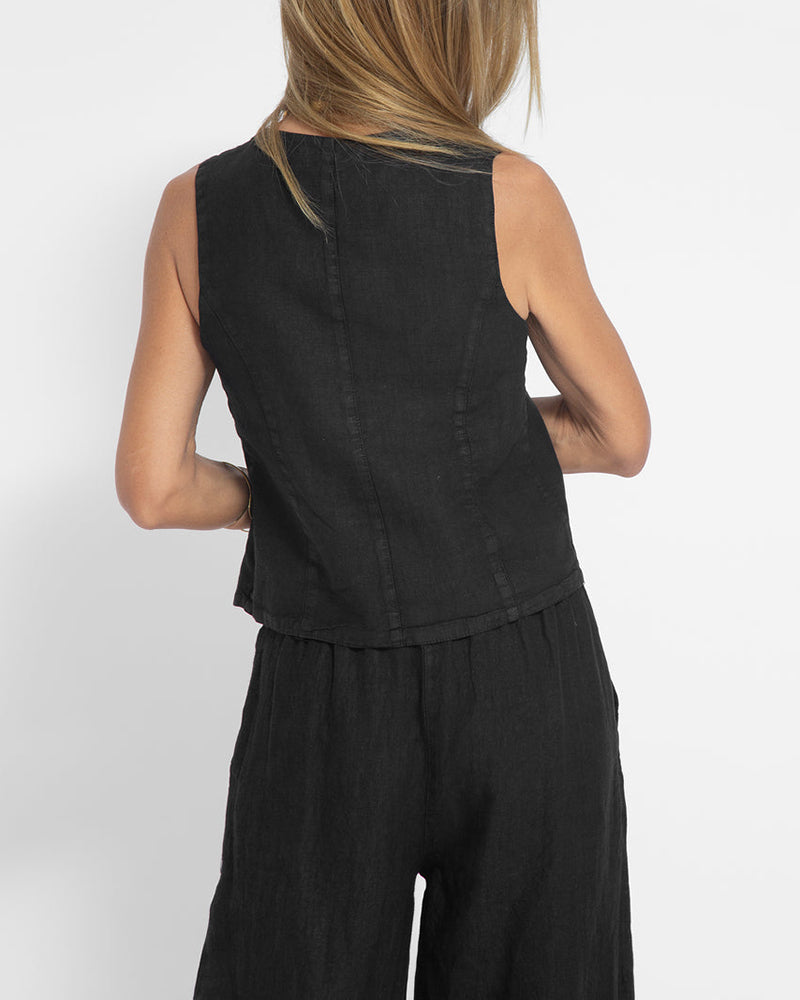 Linen 2-Piece Set with Wide-Leg Trousers and Waistcoat – Alma