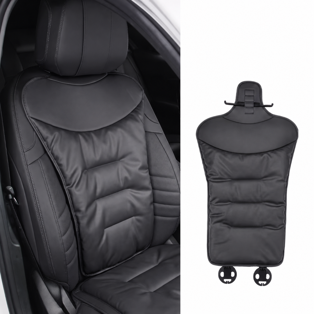 Car Seat Cushion with Lumbar Support Ergonomic Automotive with Back and Padded Faux Leather