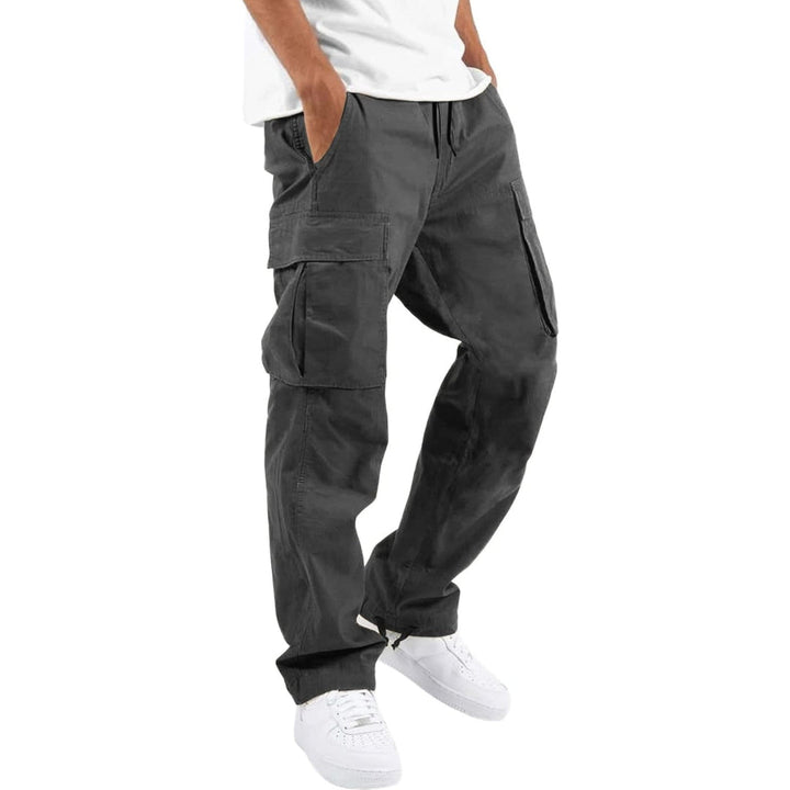 Men's Cargo Trousers with Multiple Pockets and Adjustable Waist