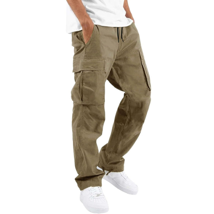 Men's Cargo Trousers with Multiple Pockets and Adjustable Waist