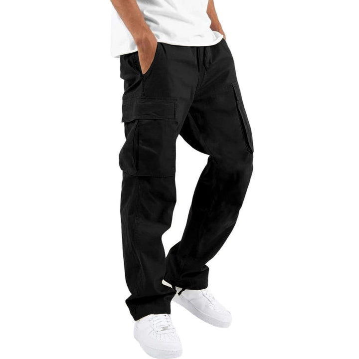 Men's Cargo Trousers with Multiple Pockets and Adjustable Waist
