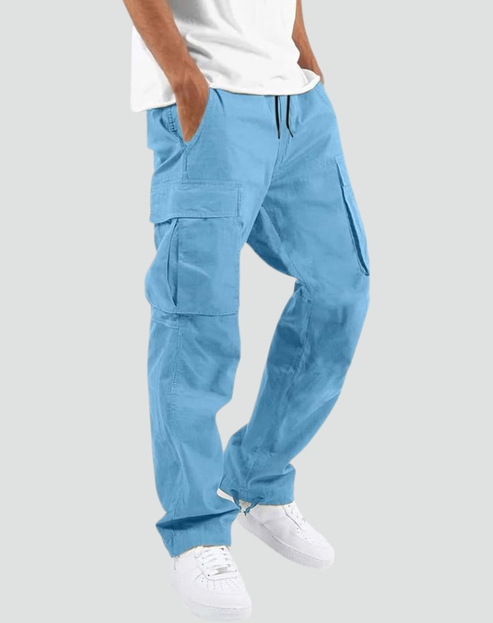 Men's Multi-Pocket Trousers with Adjustable Waist