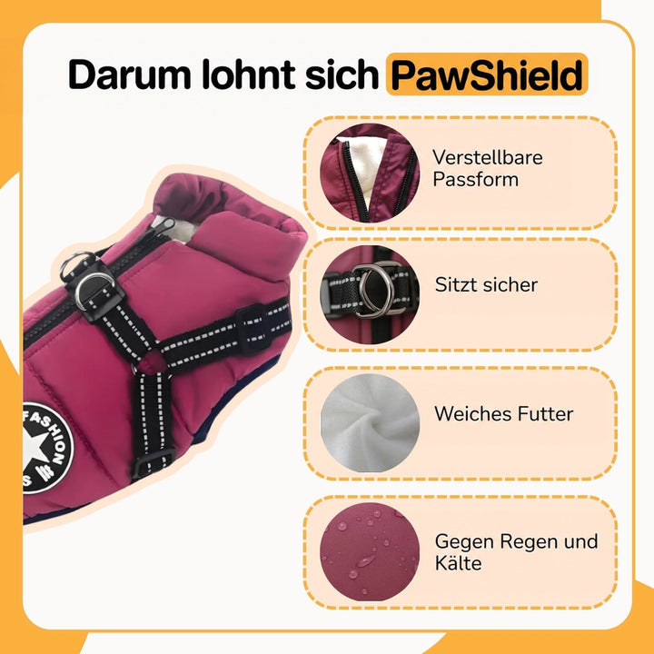 Padded & Lined Winter Dog Coat with Built-In Harness