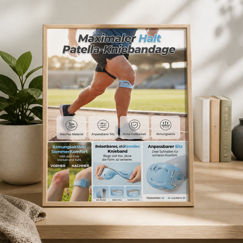 Adjustable Knee Support Strap with Silicone Pad and Two Buckles, Breathable