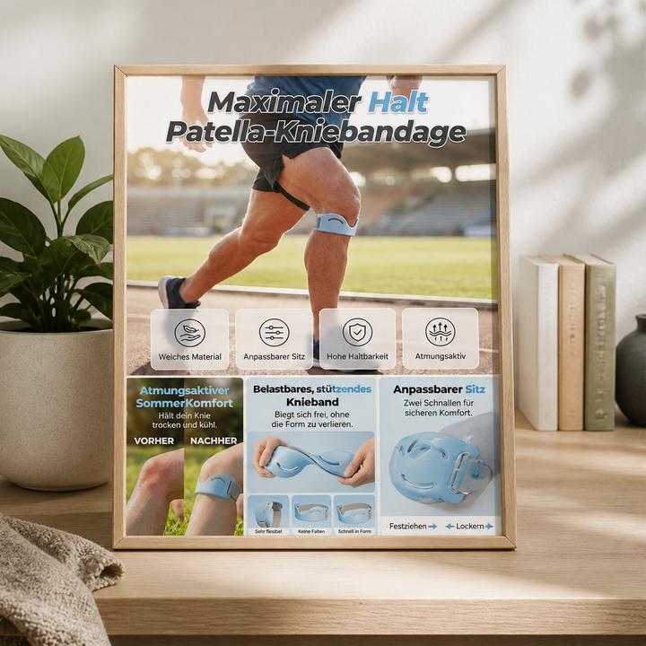 Adjustable Knee Support Strap with Silicone Pad and Two Buckles, Breathable