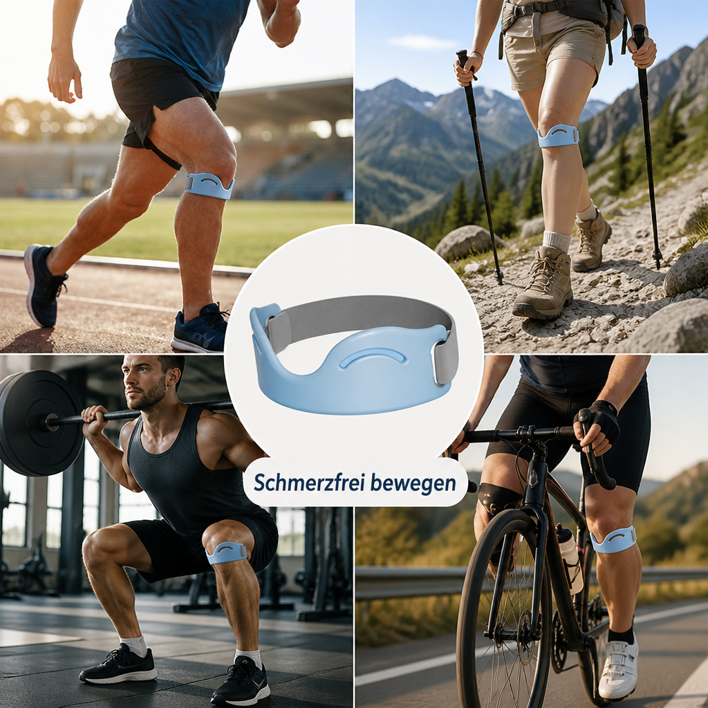 Adjustable Knee Support Strap with Silicone Pad and Two Buckles, Breathable