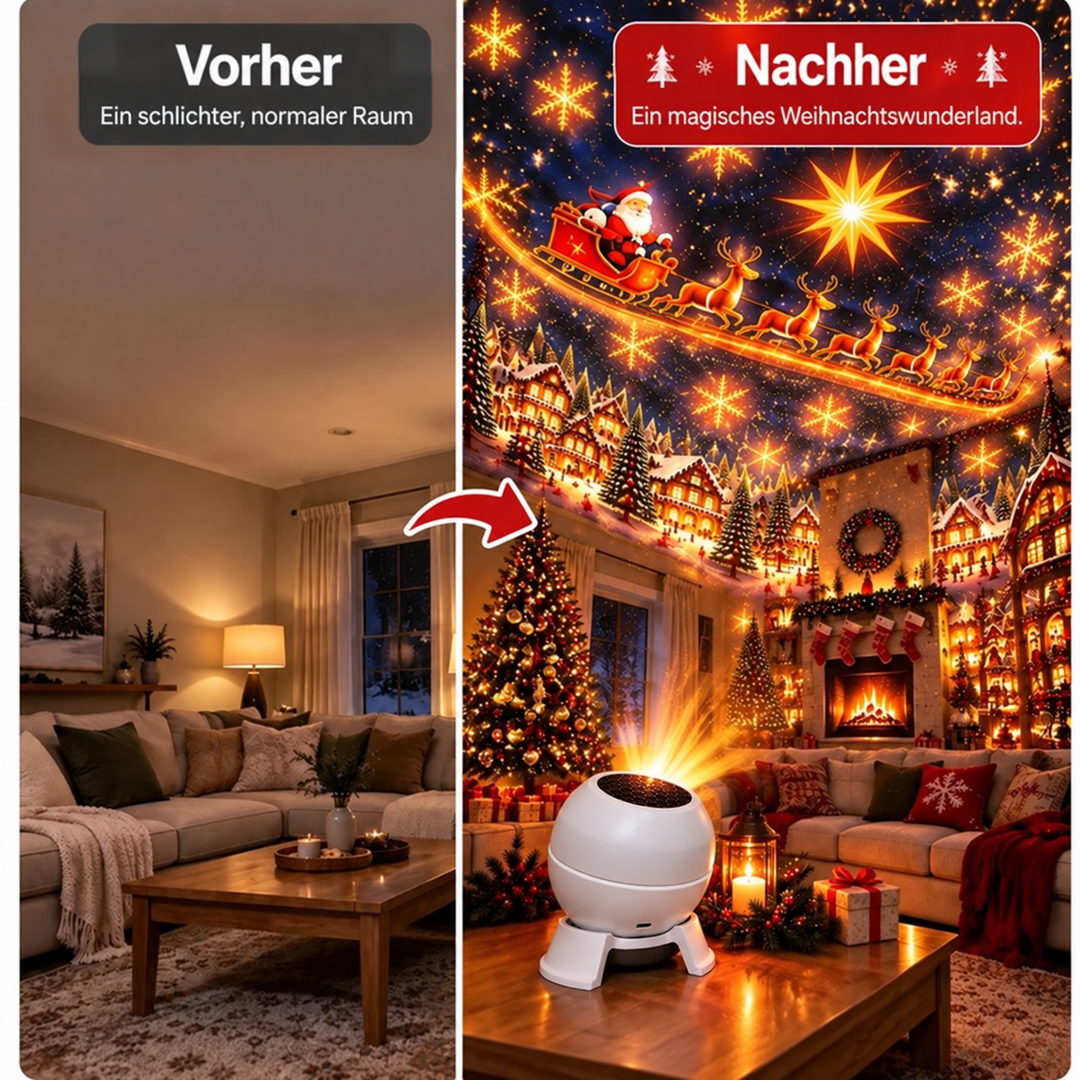 Christmas Projection Night Light for Walls and Ceilings – Festive Room Decoration