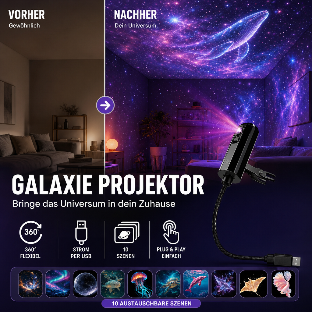 Star Projector Night Light with 10 Interchangeable Slides, USB Powered