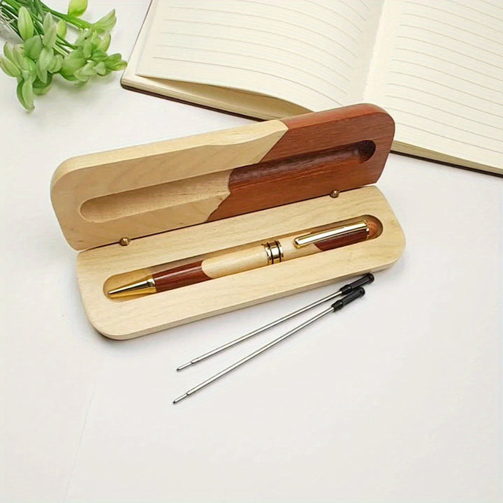 Premium Wooden Pen Box with Luxury Ballpoint Pen – Elegant and Professional