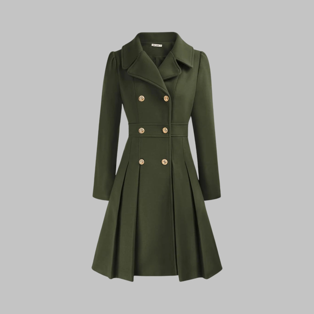 Double-Button Long Sleeve Tailored Coat