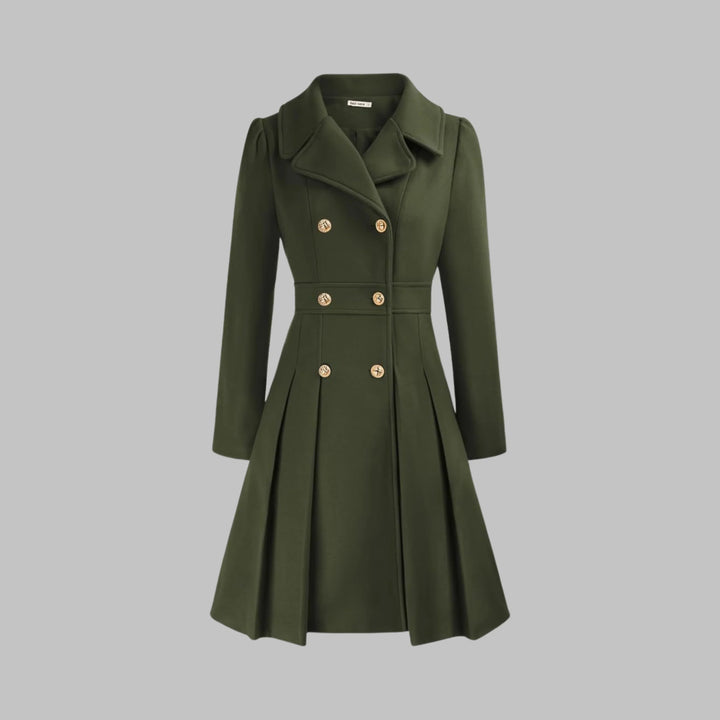 Double-Button Long Sleeve Tailored Coat