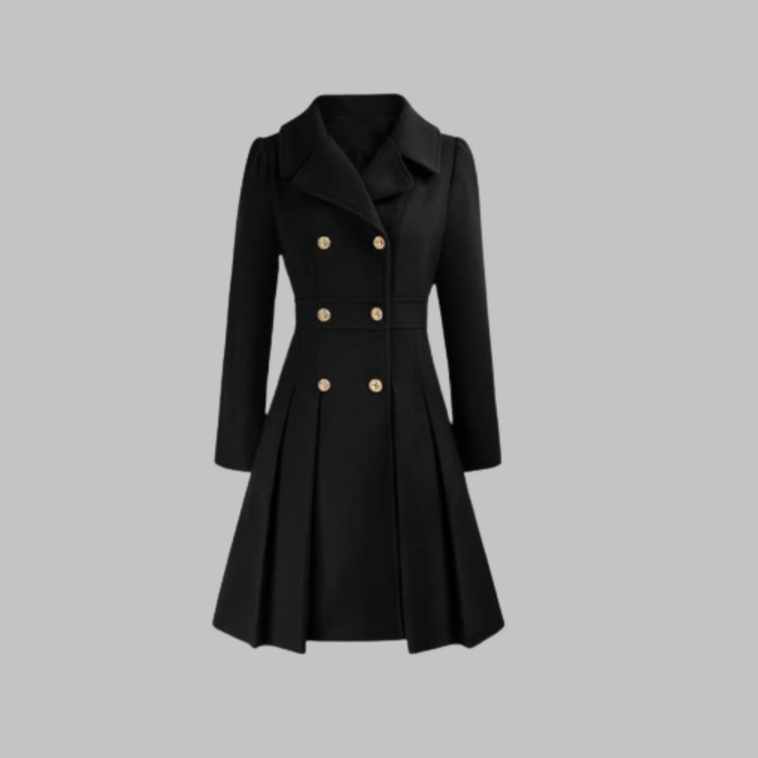 Double-Button Long Sleeve Tailored Coat