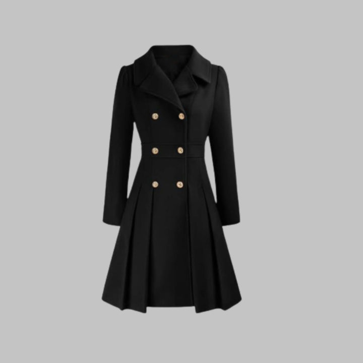 Double-Button Long Sleeve Tailored Coat