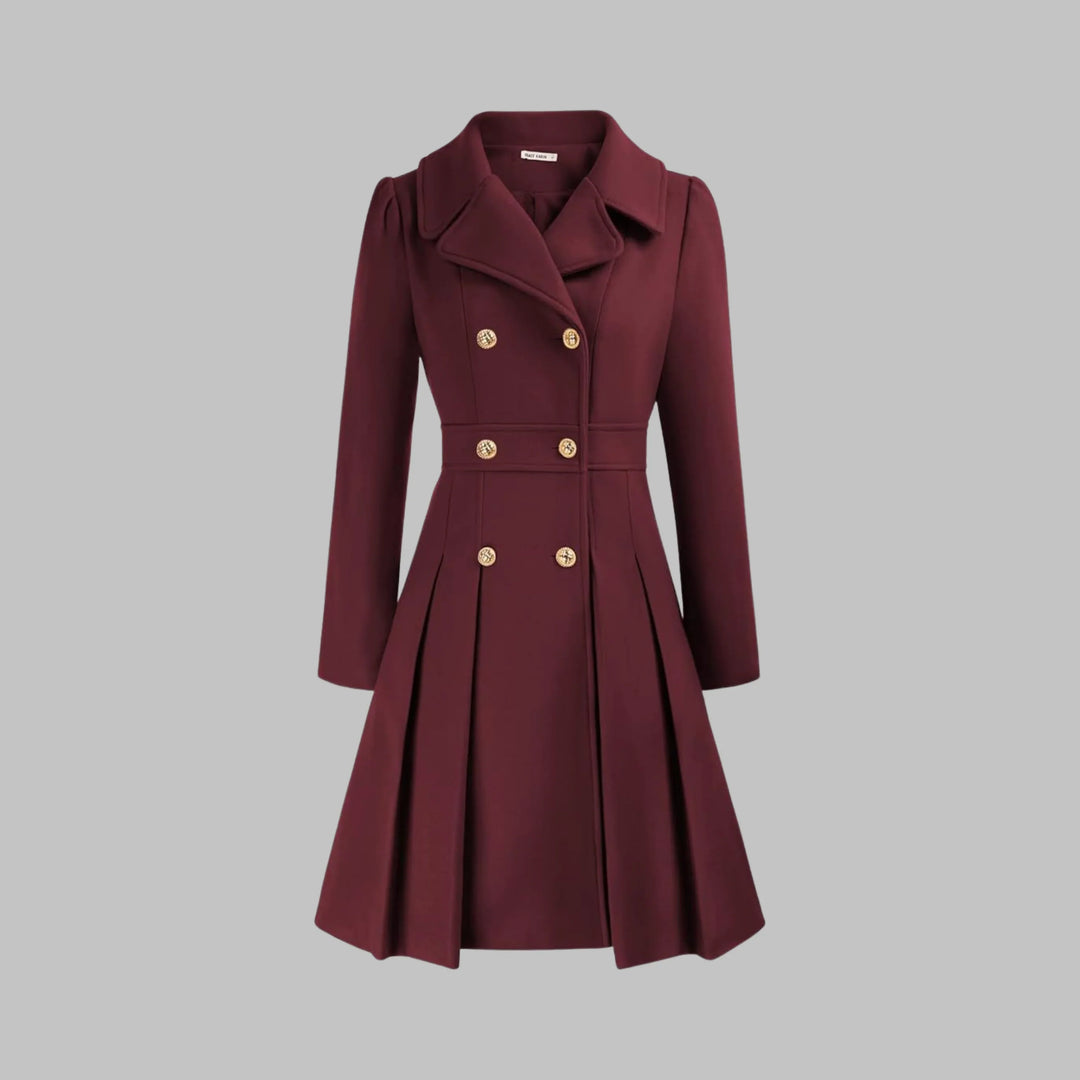 Double-Button Long Sleeve Tailored Coat