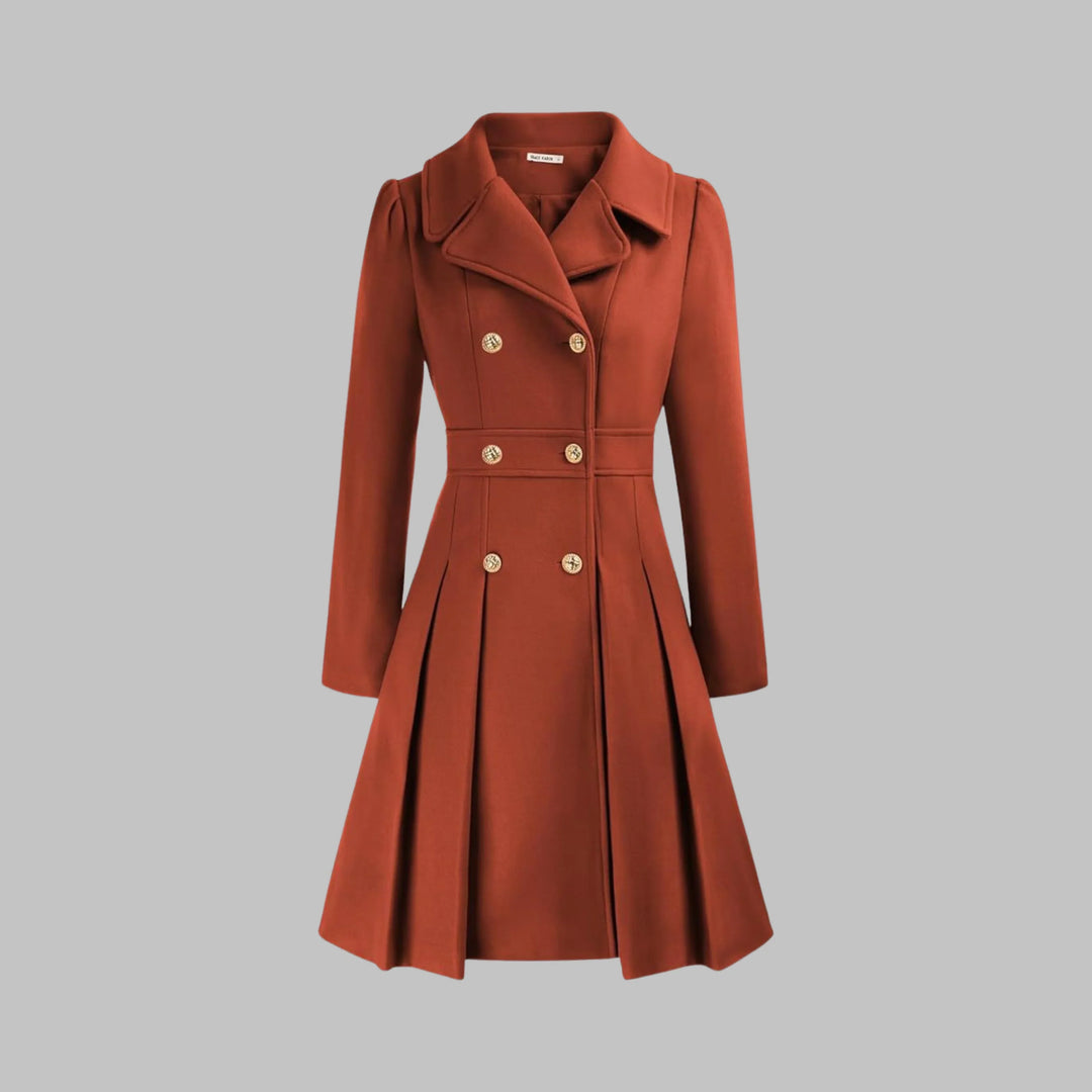 Double-Button Long Sleeve Tailored Coat