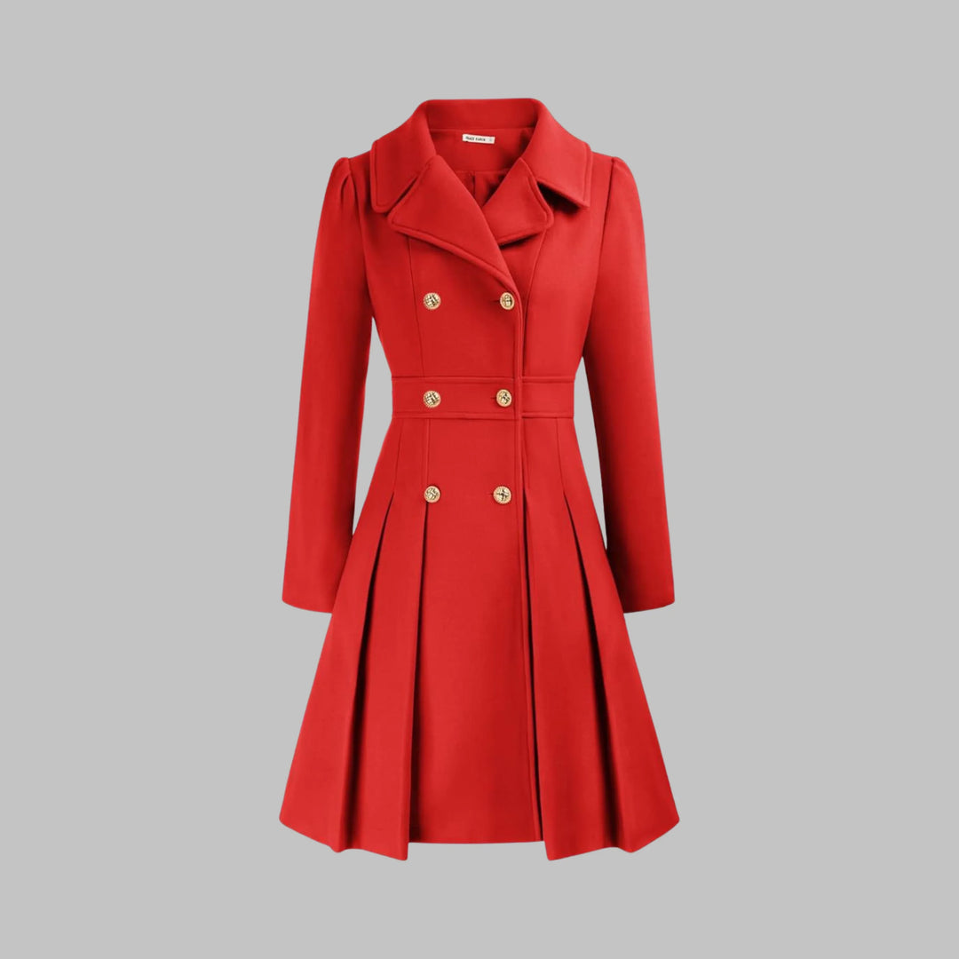 Double-Button Long Sleeve Tailored Coat