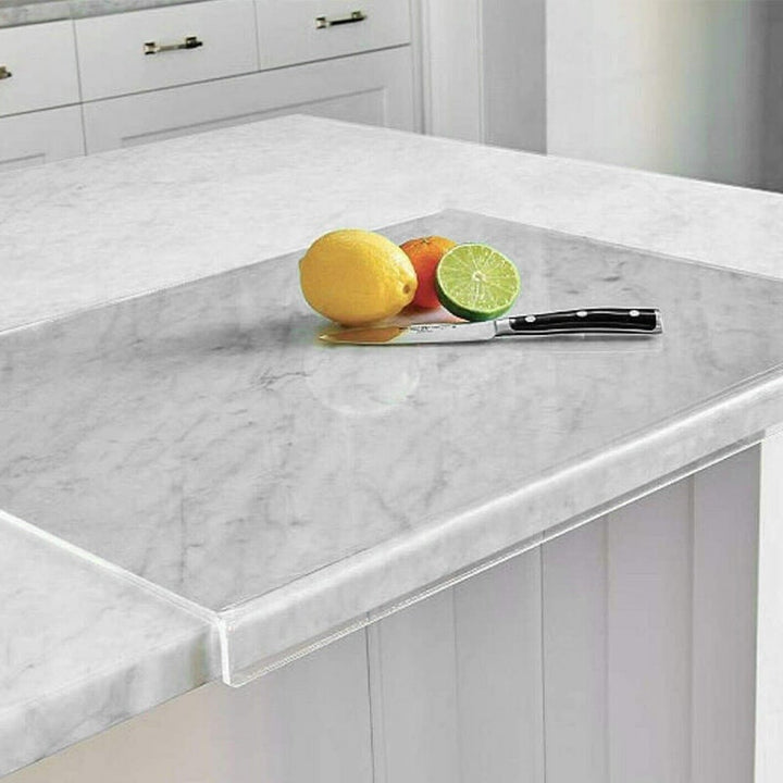 Clear Acrylic Plastic Cutting Board with Non-Slip Feet and Counter Lip Edge Protector