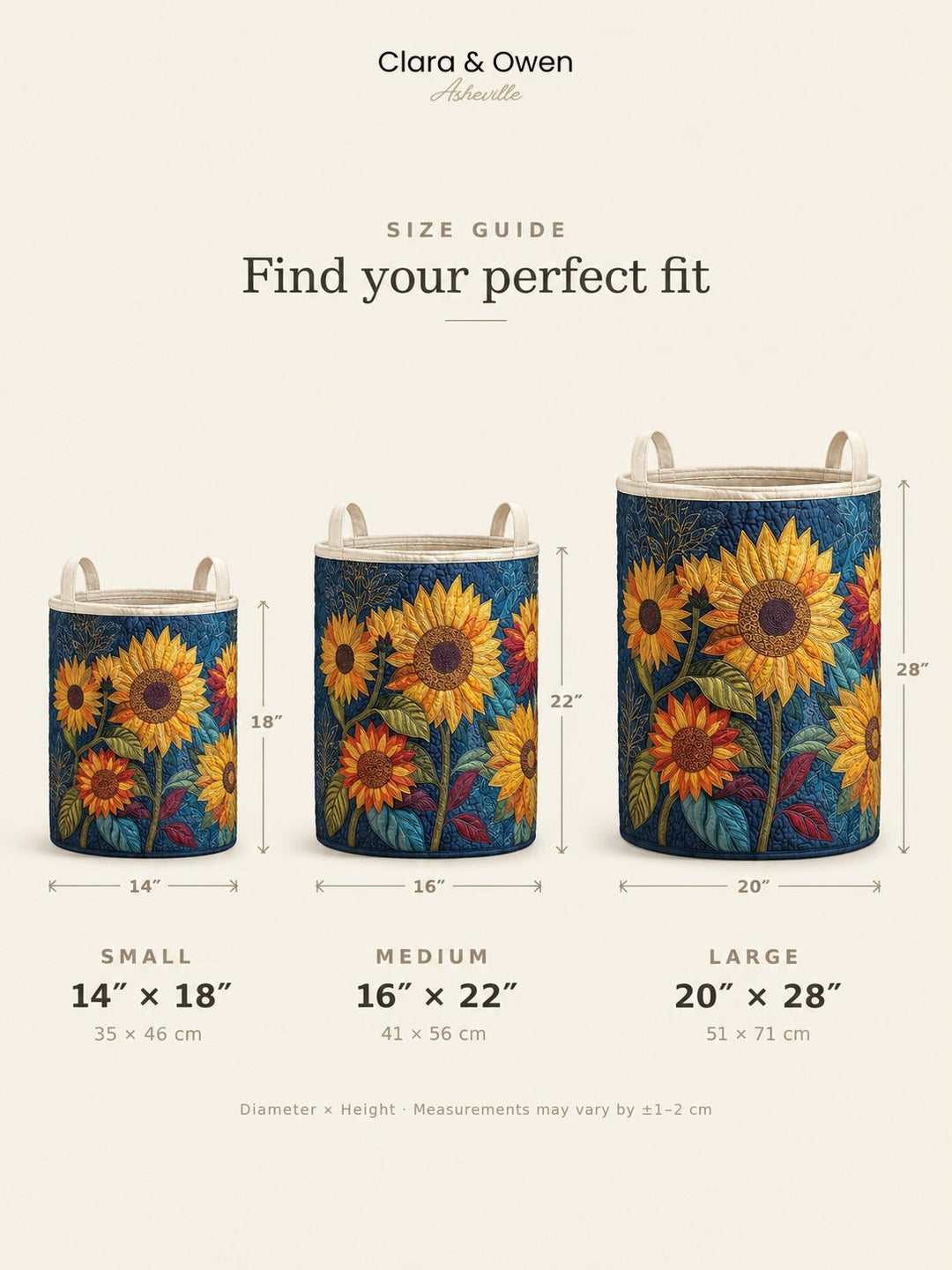 Lined Floral Laundry Basket with Sturdy Handles, Freestanding Fabric Laundry Basket
