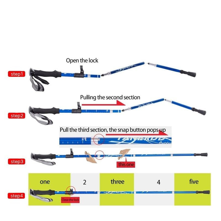 Collapsible Trekking Poles with Adjustable Walking and Lightweight Folding Design