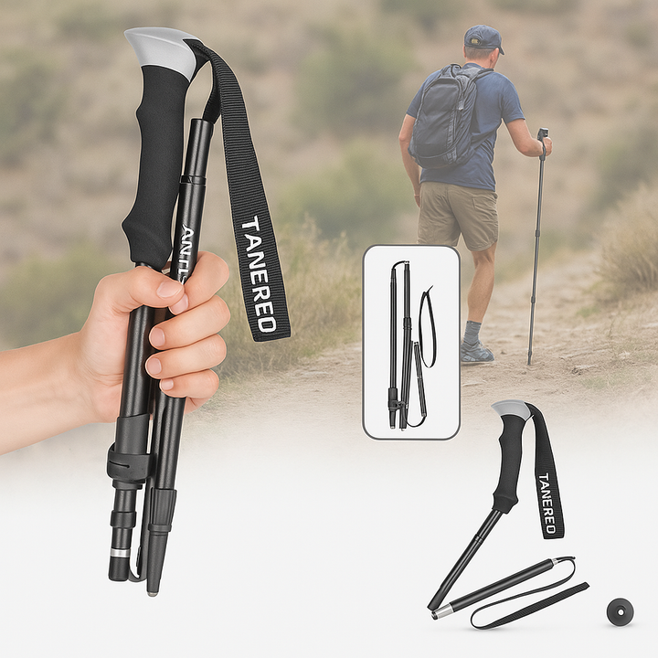 Collapsible Trekking Poles with Adjustable Walking and Lightweight Folding Design