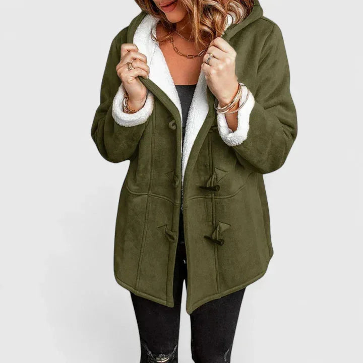 Suede-Look Toggle Hood Sherpa-Lined Jacket