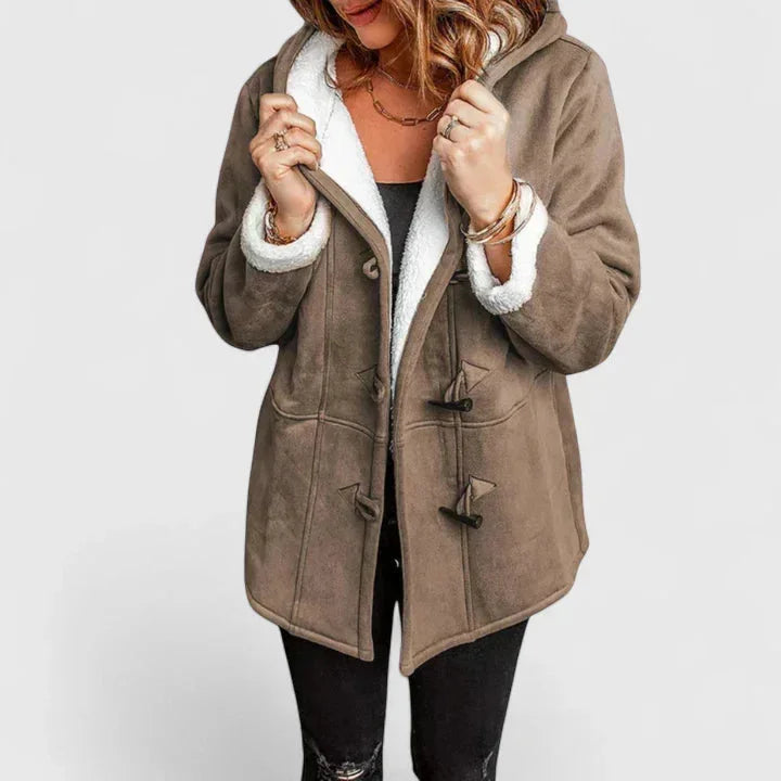 Suede-Look Toggle Hood Sherpa-Lined Jacket