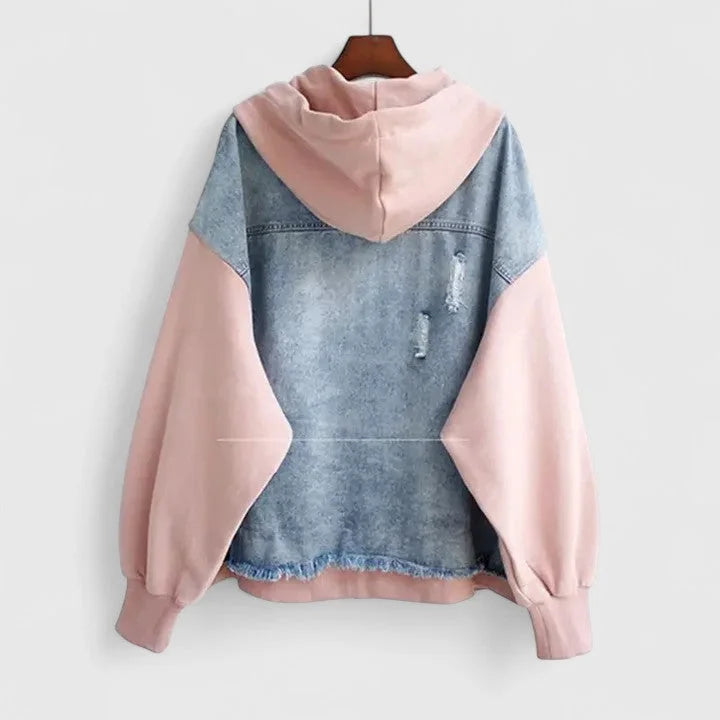 Colourblock Zip-Up Hooded Jacket with Contrast Sleeves