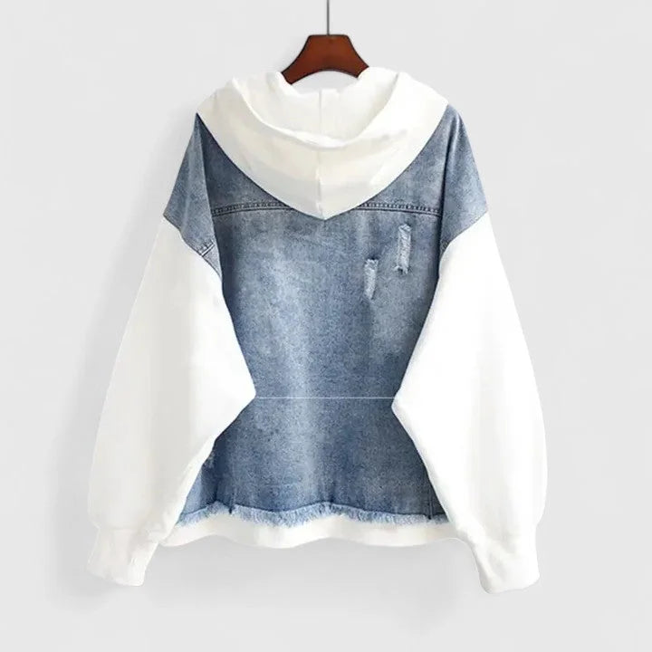 Colourblock Zip-Up Hooded Jacket with Contrast Sleeves