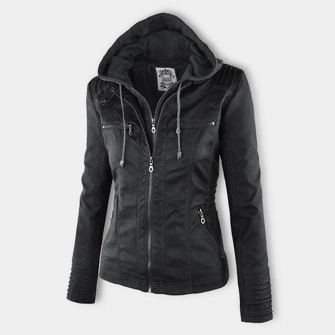 Zip-Up Hooded Jacket With Zippered Pockets