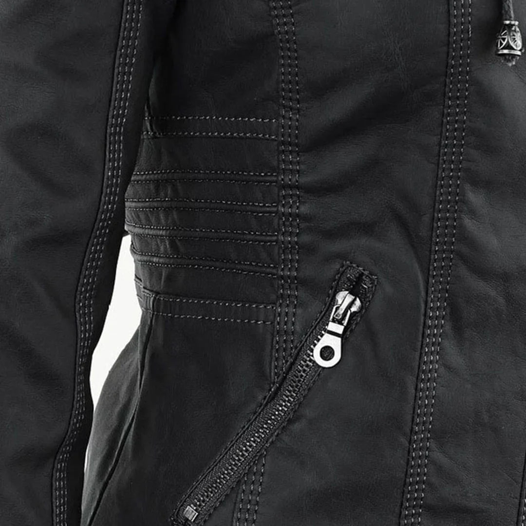 Zip-Up Hooded Jacket With Zippered Pockets