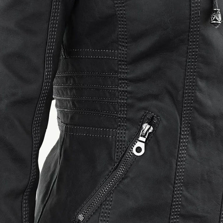 Zip-Up Hooded Jacket With Zippered Pockets