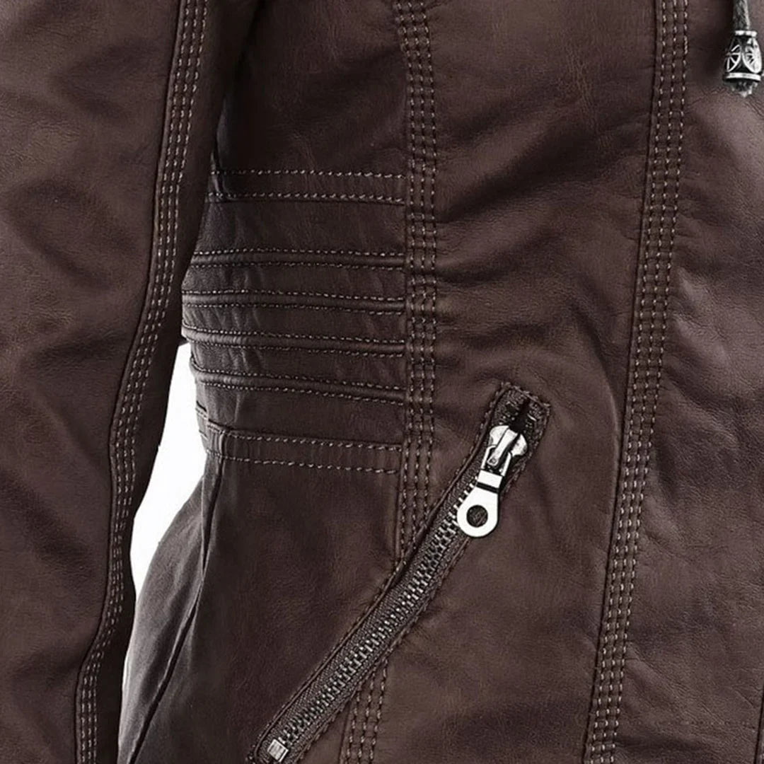 Zip-Up Hooded Jacket With Zippered Pockets