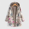 Floral Zip-Up Hood Parka with Sherpa Lining