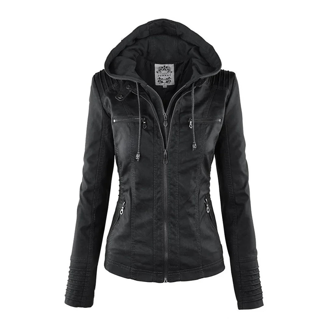 Zip-Up Hooded Jacket With Zippered Pockets
