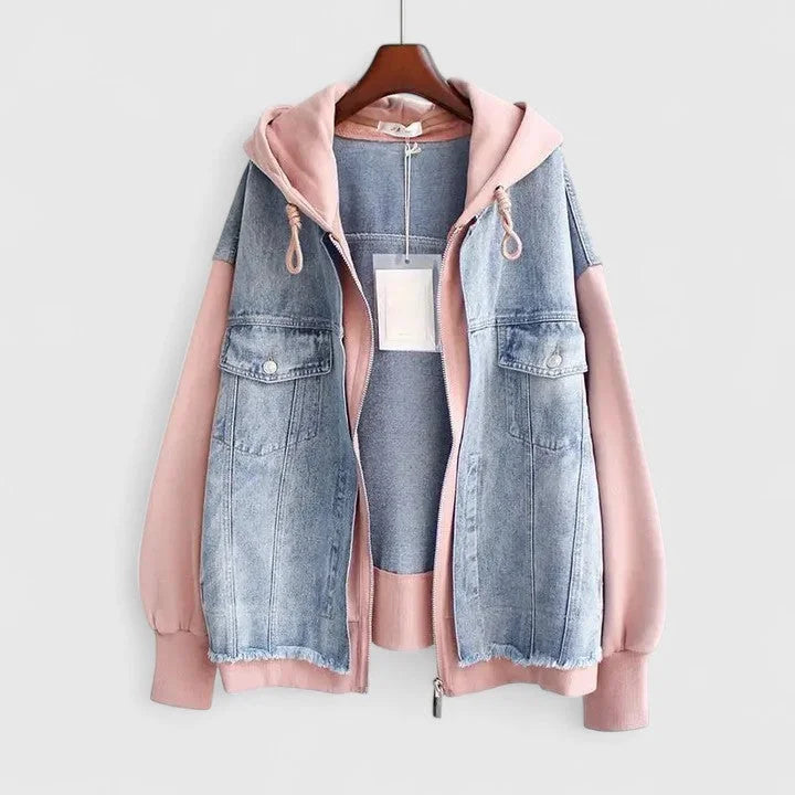 Colourblock Zip-Up Hooded Jacket with Contrast Sleeves