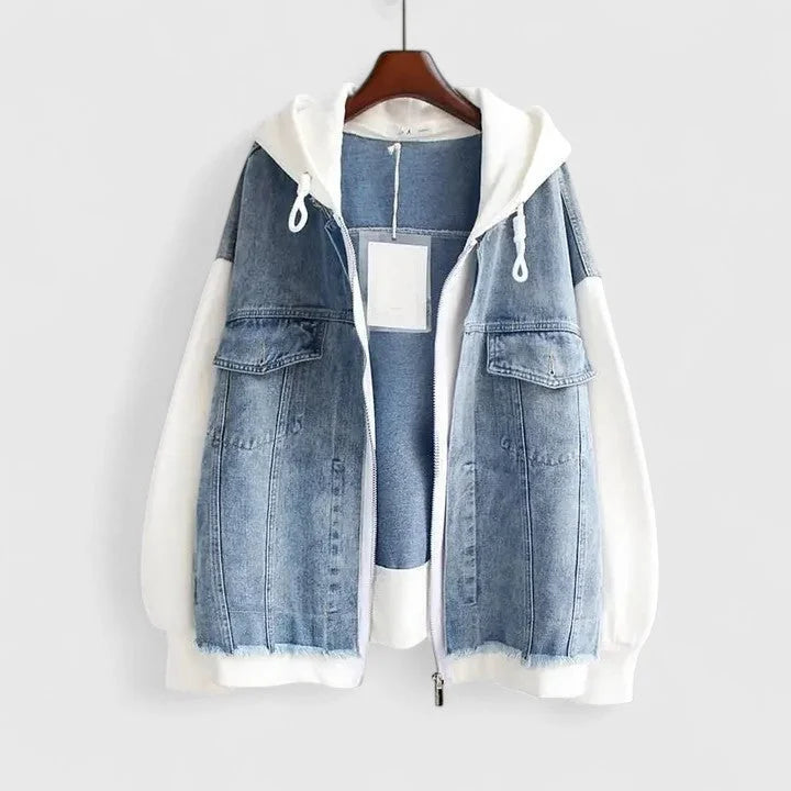 Colourblock Zip-Up Hooded Jacket with Contrast Sleeves
