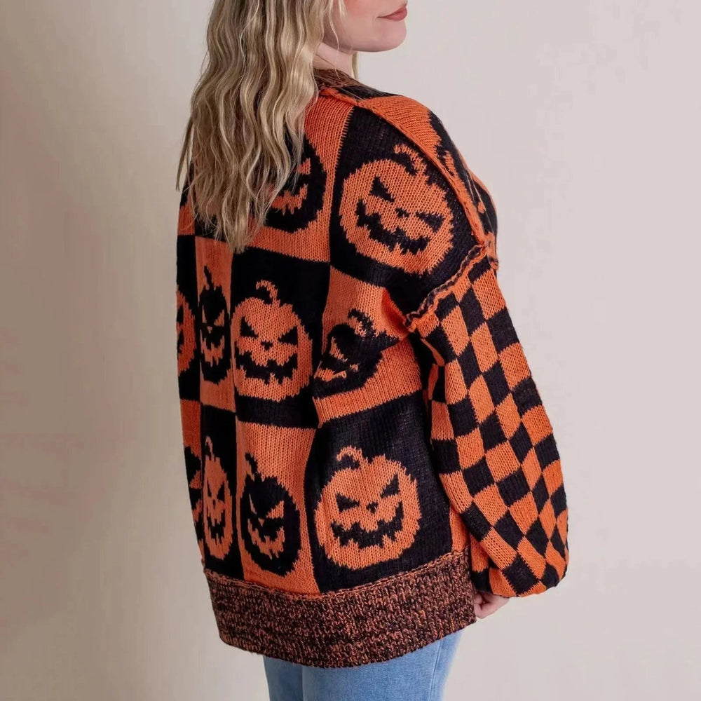 Knit Crew Neck Jumper with Block Pattern