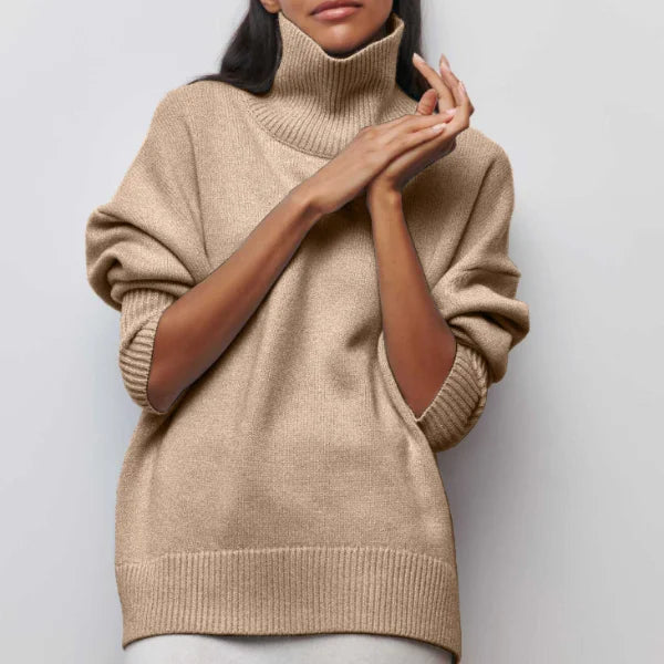 Knit Roll Neck Jumper with Ribbed Cuffs