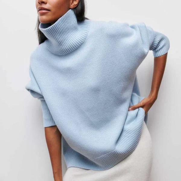Knit Roll Neck Jumper with Ribbed Cuffs