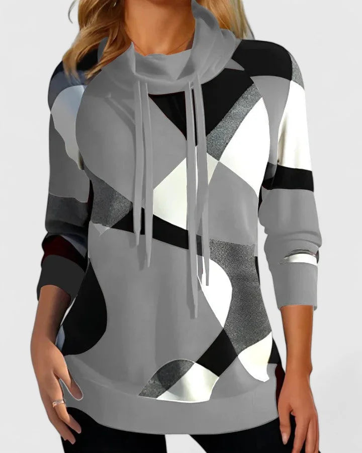 Cowl Neck Knit Jumper with Drawstrings