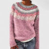 Fair Isle Knit Crew Neck Jumper with Patterned Yoke