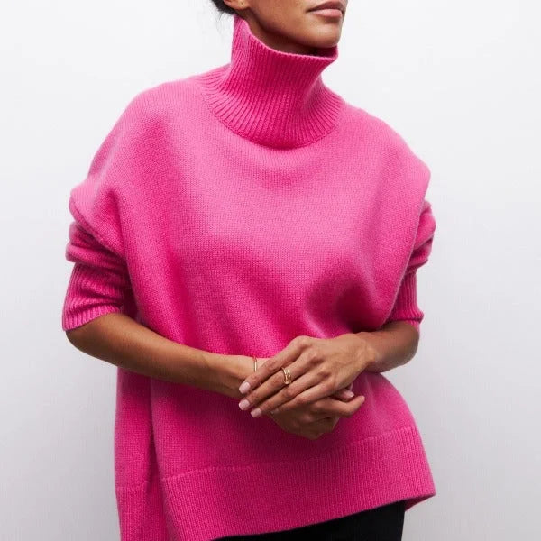 Knit Roll Neck Jumper with Ribbed Cuffs