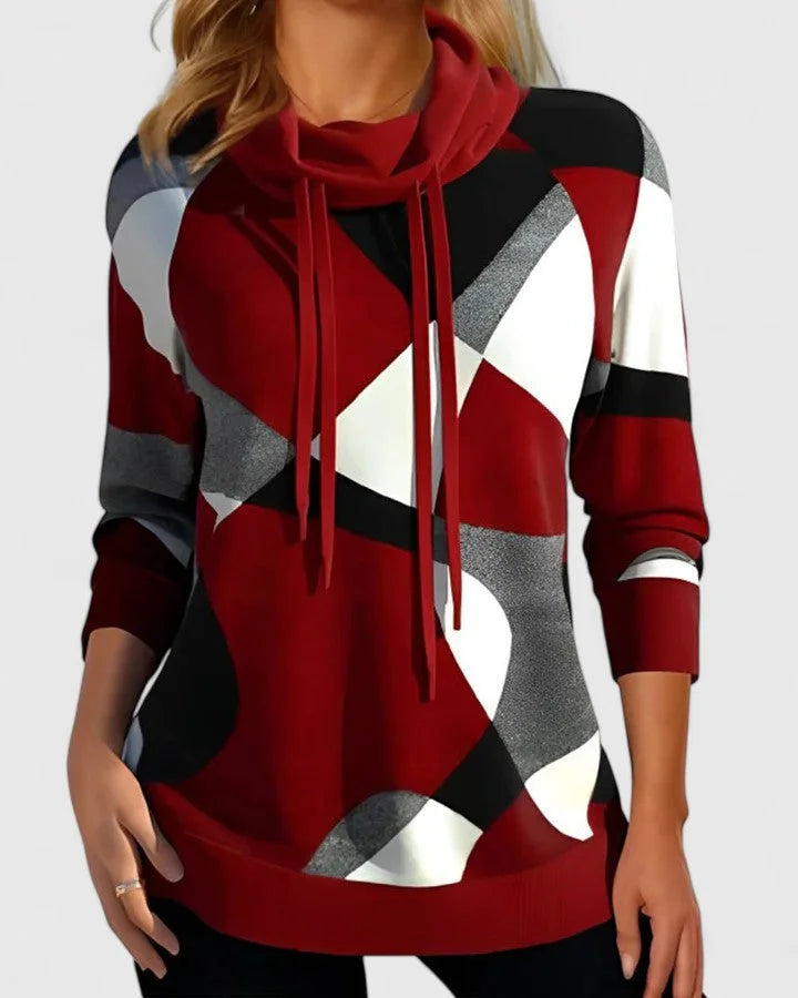 Cowl Neck Knit Jumper with Drawstrings