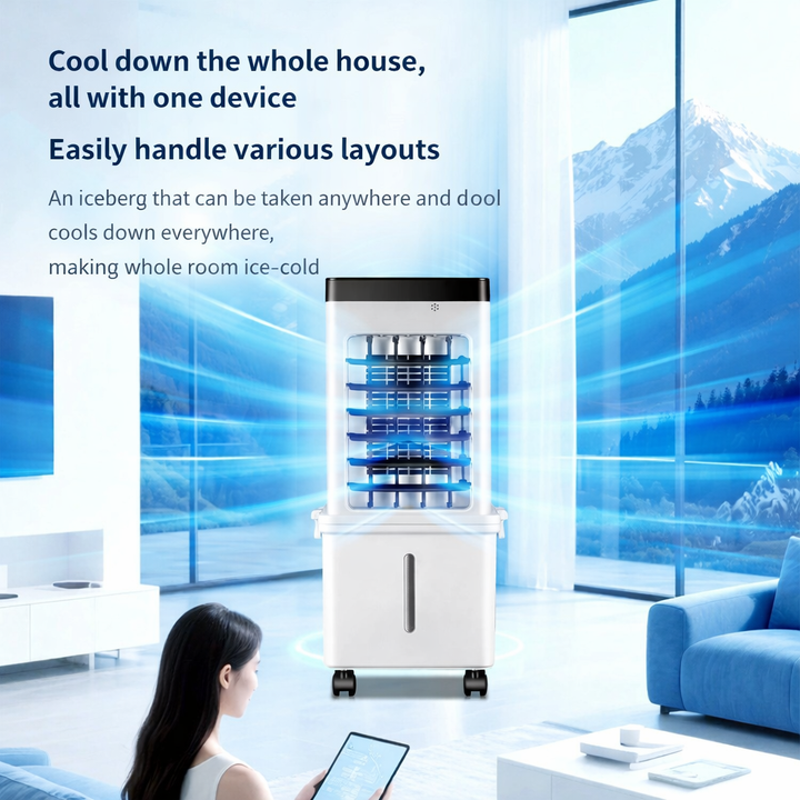 Portable Air Cooler with No Window Installation, with Humidifier and Air Purifier – Remote Control and Timer Included.
