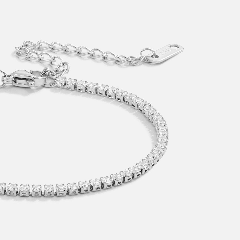 Elegant silver tennis bracelet with subtle cubic zirconia