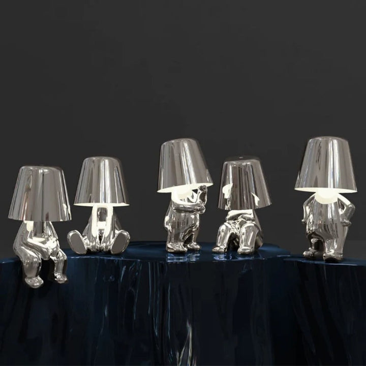 Cordless Table Lamp Rechargeable LED USB Metal Figure Sitting Standing Poses Thinker