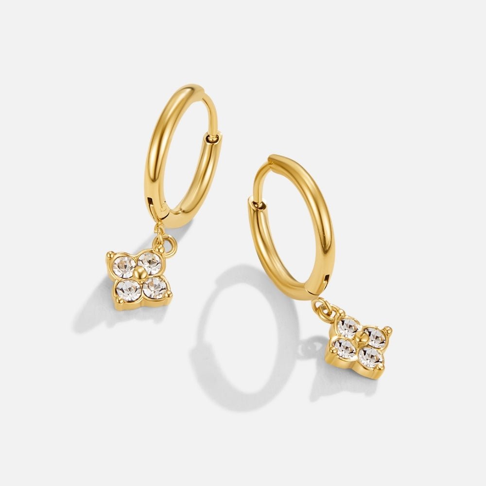 Crystal Four-Leaf Clover Dangle Earrings