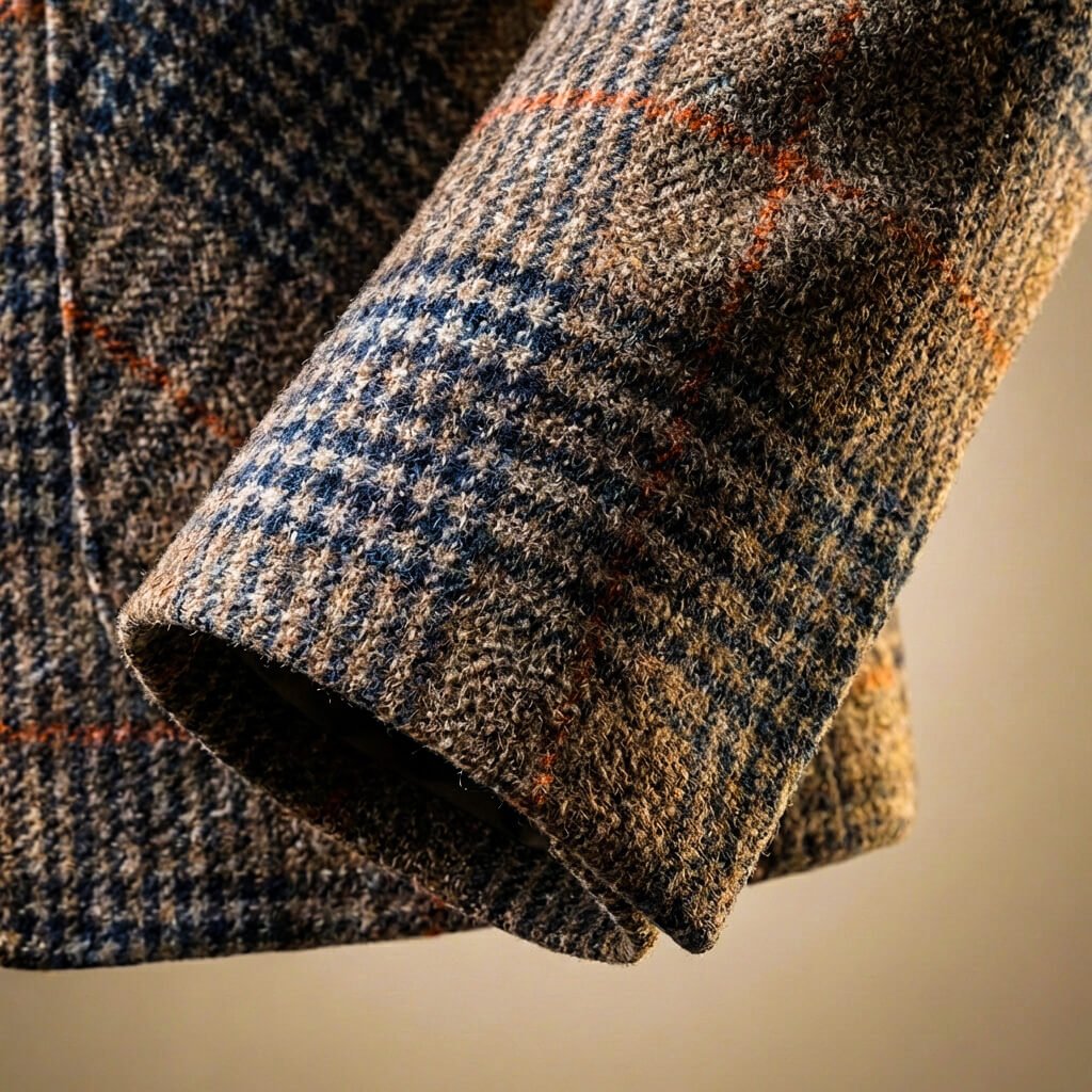 Men's Blazer Checked Wool Blend with Notch Lapels